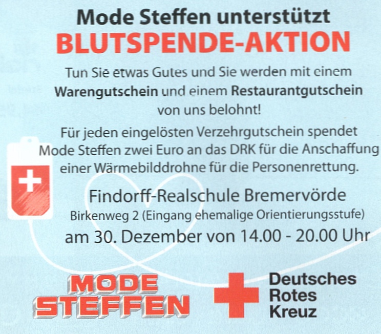 Mehr über den Artikel erfahren Blutespende mit Mode Steffen
